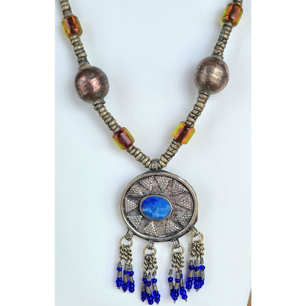 Authentic Vintage Kuchi Tribal Necklace - Afghan Lapis Lazuli